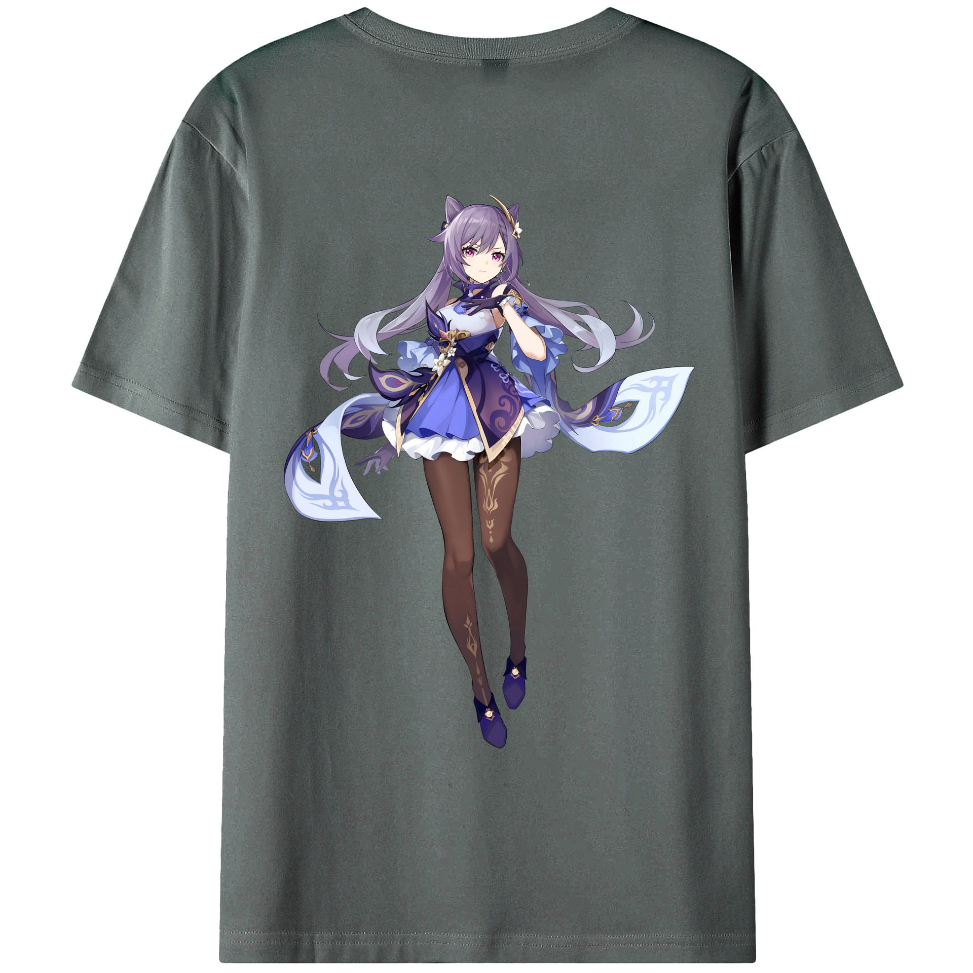 げんし神 刻晴 こくせい genshin Kokusei 綿100％ メンズ半袖Tシャツ（バックプリント） 通気性
